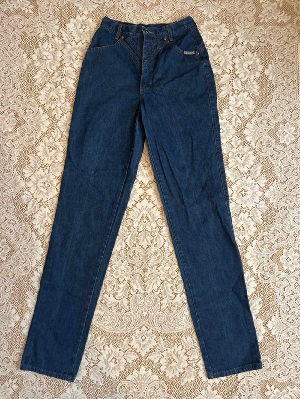 Roughrider Vintage Western Jeans With Contrast Stitching, Dark Wash, Size 27